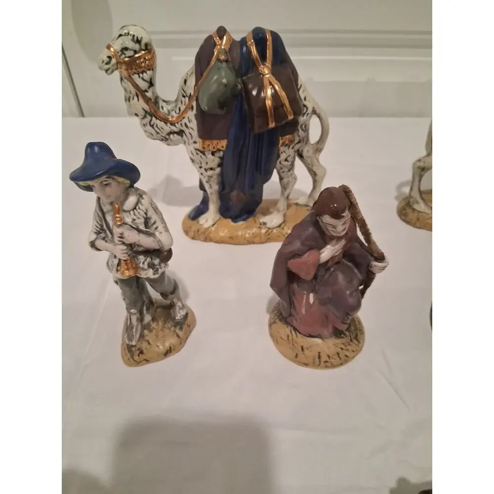 Vintage Ceramic Nativity Set 14 Pcs Hand Painted Christmas Atlantic Holland Mold